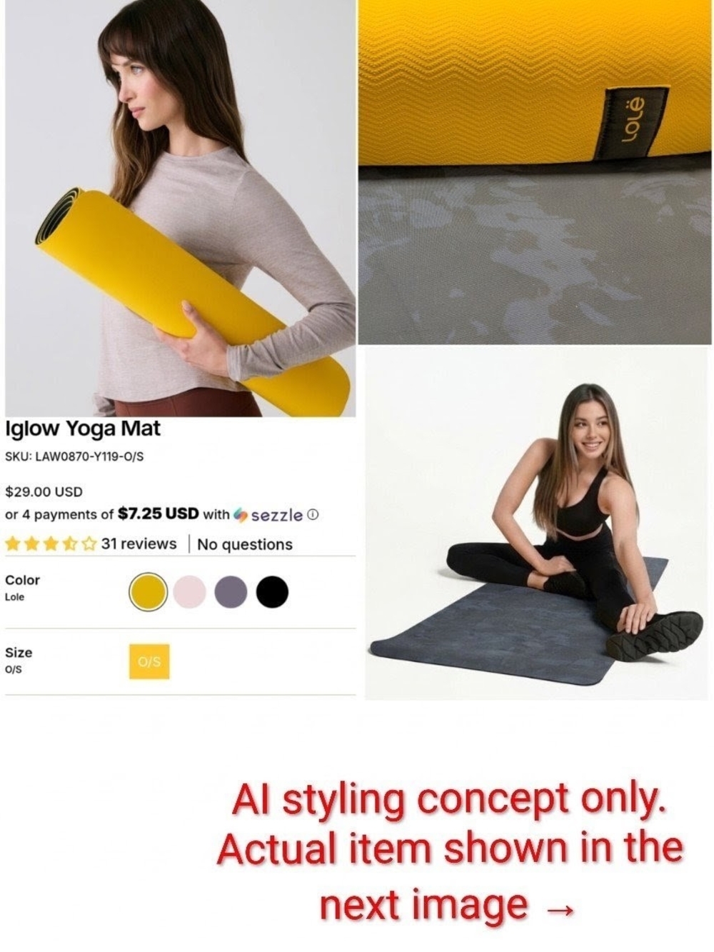 Lolë Iglow Reversible Yoga Mat – Yellow & Gray Mable